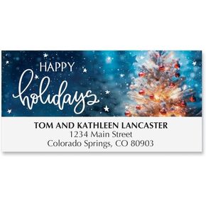 Current Christmas Forest Deluxe Personalized Address Labels - Set of 48, Self-Adhesive, Flat-Sheet Labels, 1" x 2 1/4", Holiday and Christmas Stationery