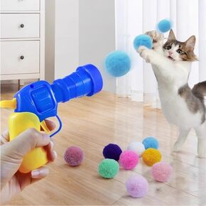 Interactive Teaser Gun for Cats, Cat Toy with Silent Polyester Elastic Plush Ball 100PCS, Launcher for Boredom Relief