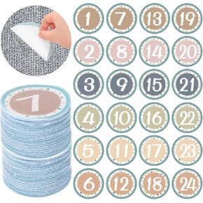 Colarr 24 Pcs Carpet Markers Spots with Numbers Boho Reusable Classroom Line up Helpers 4'' Large Numbered Spot Markers Nylon Carpet Markers for Preschool Kindergarten Elementary Teachers Supplies