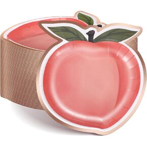 Zhehao 100 Pcs Peach Paper Plates Bulk Peach Party Decorations 7" Disposable Paper Plates for Tableware Peach Fruit Party Supplies Peach Themed Party Decorations Birthday Baby Shower Supplies