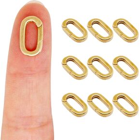 مشابك مجوهرات 10pcs مقاطع لصنع المجوهرات ، قفل قلادة بيضاوي الذهب 18K ، ومقاطع الربيع clasp carabiner لقرعة قلادة قلادة DIY (ذهبية)