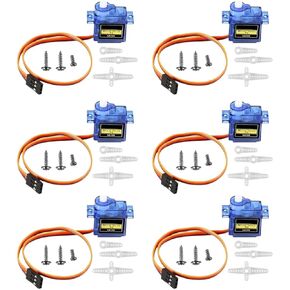 6Pcs Sg90 9G Micro Motor, Mini Servos Motor Kit Plastic Gear 180 Degree for Rc Car Airplane Plane
