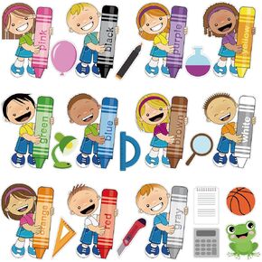 38 Pieces Colors Classroom Posters with 100 Adhesive Glue Point Dots Colors Bulletin Board Cutouts for Home School Classroom Decorations Supplies