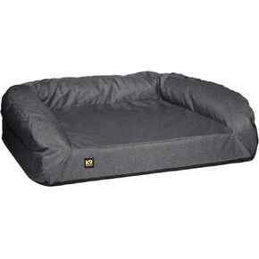 K9 Ballistics Tough Bolster Orthopedic Sofa Dog Bed with Removable Washable Cover - Durable, Water Resistant with Nonskid Bottom - Large, Titanium Premium Finish