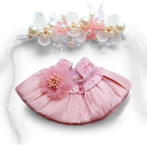 Clothes for 17cm Dolls, Princess Costume, Wedding Party Gown Dress for 17cm Doll Outfits Doll Accessories Dress& Headband Included (Pink 1)