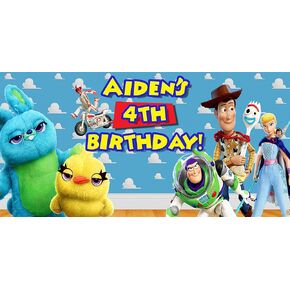 Personalized Birthday Banner for Toy Story Theme Party 24"x 48" or 42"x84"