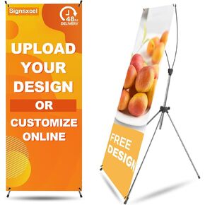 Custom Banner with X Stand for Business, 31.5" X 70.86" Banners and Signs customize with Carrying Bag, Outdoor and Indoor Display, Advertising, Portable Retractable Banner for Exhibitions & Events