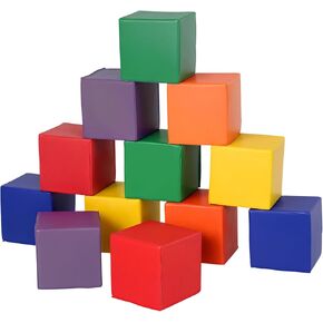 Soozier 12 Piece Soft Play Blocks, Soft Foam Toy Building and Stacking Blocks Compliant Learning Toys for Toddler Baby Kids Preschool
