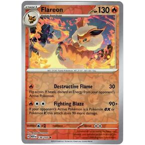 Pokemon - Flareon 136/165 151 - رقائق عكسية - بطاقة واحدة