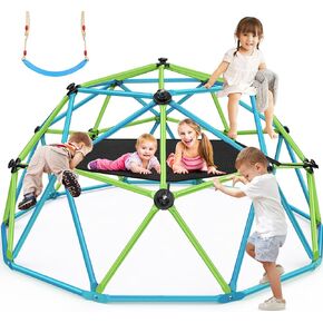 Climbing Dome with Hammock, 10FT Jungle Gym with Swing for Kids 3 to 10 Outdoor Play Equipment, Supports 800lbs Toddler Play Set, Anti-Rust & Easy Assembly, Gift for Boys Girls