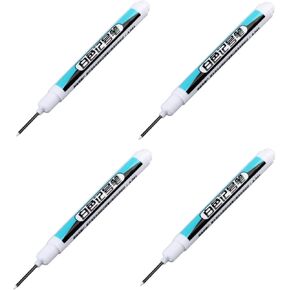 4 Pcs Oil-Based Markers Pen Long Nose Quick-Drying Paint Pens White Markers Permanent for Metal Glass Permanent Oil-Based White for Glass, Markers and Highlighters