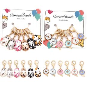 DoreenBeads Stitch Markers for Crocheting and Knitting, Removable Crochet Stitch Markers with Lobster Clasp Knitting Crocheting Accessories (Adorable Cats)