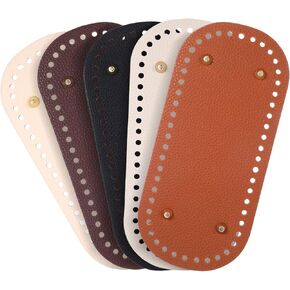 5 Pack Purse Leather Bottoms for Crocheting, 11.8 x 3.9 Inch Bag Bases for Knitting Crochet, 5 Colors Bag Bottom Base Shaper Pad with Hole for DIY Crafts Making Purse Handbag Crossbody Bags Crochet