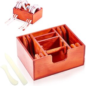 Wooden Copper Foil Dispenser for Stained Glass Supplies Storage Kit with 2 ox Bone Knives Supplies for Art Tools Storage; Stained Glass Kits for Adults (3PCS)