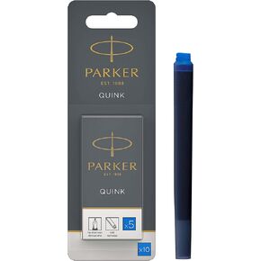 Parker QUINK Long Fountain Pen Ink Refill Cartridges, Black, 5 Count
