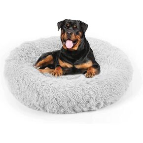 Dog Bed, Cat Calming Bed, Faux Fur Pillow Pet Donut Cuddler Round Plush Bed for Large Medium Small Dogs and Cats