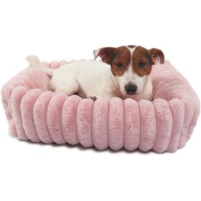 Cute Small Dog Beds for Small Dogs Girl and Cats Washable,Rectangle Cat Bed with Sides Orthopedic Soft Cozy Calming Sleeping Puppy Beds Pink Pet Cuddler Doggie Bed with Anti-Slip Bottom S(20"x19"x5")