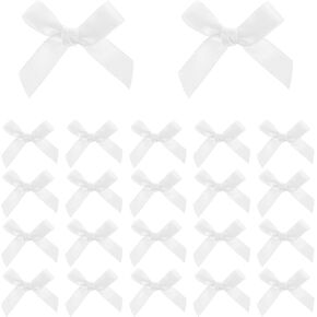 100PCS Mini Bows, Small White Bows Satin Fabric Bows Flowers, Tiny Bows Ribbon Cute Soft Bow Sewing Accessories for DIY Craft Sewing Scrapbooking Wedding Christmas Party Gift Decoration