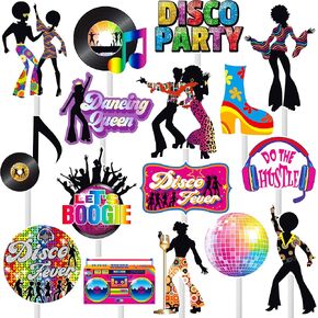 36pcs Disco Party Cupcake Toppers 70s 80s Disco Party Decoration Disco Dance Ball Cake Cupcake Picks for 1970s Saturday Night Disco Theme Birthday Party Supplies