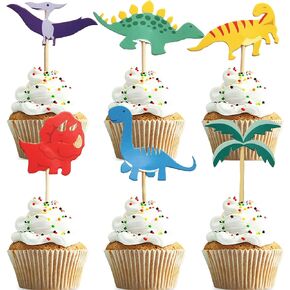 Dinosaur Cupcake Toppers,24 PCS Dinosaur Cake Topper,Dinosaur Birthday Decorations,Dino Cupcake Toppers