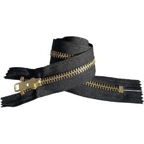 YKK #10 Extra Heavy Duty Black Brass Closed Bottom Zipper - Choose Your Length - Color Black - Made in The United States (1 Zipper Per Pack) (26" Inches)