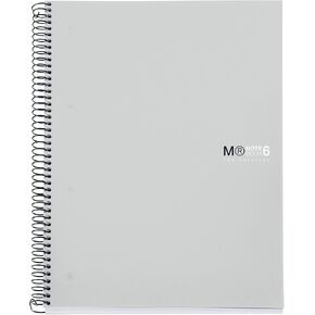 Miquelrius - The Original Notebook, 6 Colour Strips, A4, 150 5mm Grid Sheets, 70 g Micro-Perforated Paper, 4 Holes, Opaque Polypropylene Cover, Grey Colour