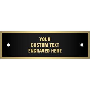 Engraved Name Plates - Black with Gold Text and Border, 3.25" x 1" Custom Plaque with Personalized Engraving Included