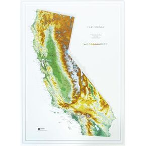 Hubbard Scientific 3D California Map | A True Raised Relief Map - You Can Feel the Terrain | Vacuum-formed Molded | 25" x 35" | Detailed Topography
