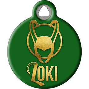 Dog Tag Art Loki Personalized Pet ID Tag for Dogs and Cats, Silent Polymer Coated Stainless Steel Nametag with Customized Identification Information - Small .875" Diameter