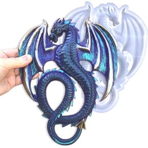 Large Flying Dragon Resin Molds – 10" Animal Dragon Silicone Mold for Epoxy, Magical DND & RPG Gothic Figurine Wall Craft, Unique Easter Animal Statues