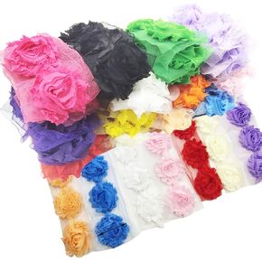 Shabby Chiffon Flowers Random 6 Colors-72pcs 2.5" Rose Trim for Sewing DIY Headband Craft/Wedding Party Decoration Hair Accessories Hair Clip Accessories