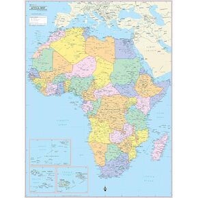 Cool Owl Maps Africa Continent Wall Map Poster - Rolled Laminated (24"x32")