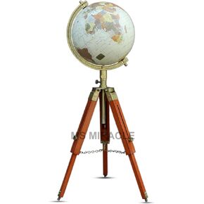 Antique Globe With Tripod Wooden Stand. 36 Inches Tall Vintage World Globe With Adjustable Stand.