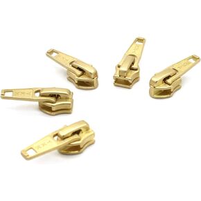 Zipper Repair Kit - #5 YKK Coil Brass Automatic Lock Jacket Sliders - 5 Sliders Per Pack - Made in The United States