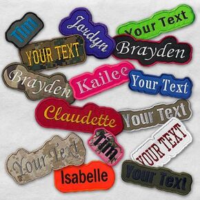 Custom Cut Embroidered Applique Name Patches for Uniform or Work Shirt, Personalized, Embroidered. Multiple Sizes, Colors and Fonts to Choose from.