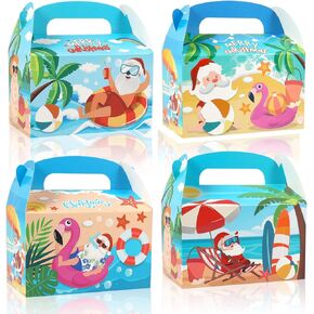 HOWAF 12Pcs Christmas July Treat Boxes, Christmas Mele Kalikimaka Candy Boxes Tropical Xmas Party Favors for Xmas July Decorations, Happy Holiday Gift Wrapping Goodie Gift Boxes