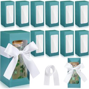 Fulmoon 12 Sets Sublimation Glass Cup Boxes Thank You Glass Bottle Boxes with Ribbon Gift Wrap Gaine for Birthday Wedding Party Shipping Blanks Sublimation Gift Wrapping(Coquette Pink)