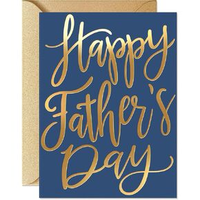 S&O Father’s Day Card, Premium 5x7, Gold Foil Greeting Card for Dad, Thick 300gsm Cardstock, Sturdy Gold Kraft Envelope & Sticker, Glossy Exterior Matte Interior, No Smudging with Pre-Written Message