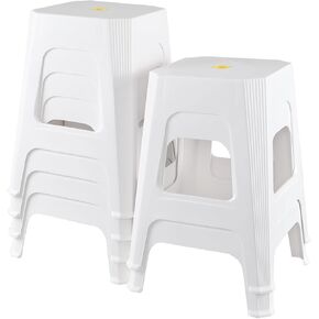 6 Pack Square Plastic Stackable Stools, 18.9 Inch Plastic Stacking Stools for Classroom, White