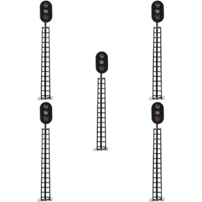 5PCS Miniature Railroad Signal Lights - 1:87 Scale HO Model Train Signals (8.3cm) - Red/Yellow/Green LED Decor for Sand Tables, Dioramas & Dollhouses
