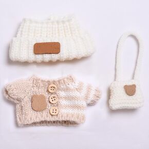 [3 Piece Set] 17cm & 15cm Doll Clothes Set, Clothes Set for 6.7 Inches Dolls, Accessories Suitable for Dolls Clothing Set Replacement Outfit (Doll Not Included) Beige