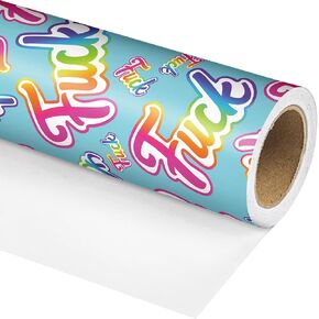 Vnaaem Funny Wrapping Paper Roll for Adults Men Women - Colorful Rainbow Rude Words "Fxxk" Gift Wrap for Birthday Best Friend Bachelorette Party Bridal Shower Anniversary - 17 In X 20 Feet(Total 28.5sq.ft)