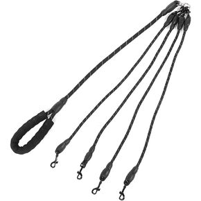 FILFEEL 1.5m Heavy Duty Nylon Dog Traction Rope, 4.9ft Pet Leash, with Foam Handle, Metal Buckle, for Small Dogs, Cats (4 Heads)