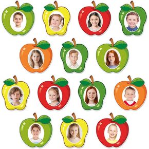 45Pcs Back to School Apples Cutouts Colorful Apples Shape Paper Cut-Outs Classroom Bulletin Board Decor with 100Pcs Glue Points for DIY Craft Wall Photo Home Party