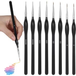 8Pcs Detailing Paint Brush Set, Miniature Paint Brushes Set for Fine Detail Painting, Fine Brush Small Painting Brushes for Art, Crafts, Acrylic, Watercolor, Oil, Model, Face