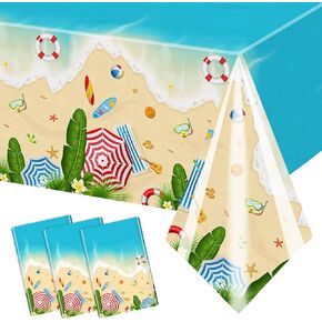 3Pcs Summer Pool Disposable Tablecloth Beach Theme Party Decorations Hawaiian Tropical Table Cloth for Summer Ocean Sea Pool Birthday Party Decoration Supplies, 54 x 108 Inch