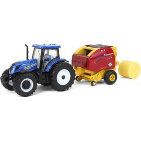 ERTL 1/64 New Holland T6.180 w/Roll-Belt 560 Round Baler & 6 Bales, 50 Years Round Baling, 2024 Farm Show 61002-Reg