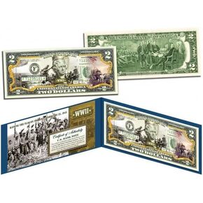 World WAR II - Raising The Flag on IWO JIMA Uncirculated Two Dollar Bill Special Edition Collectible Display Holder and Certificate