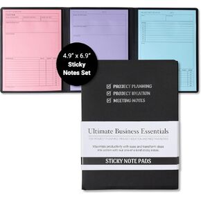 Project Planner and Meeting Notes Kit for Women & Men: 90 Large Sticky Notes for Work Organization, Office Essentials Perfect for Business Professionals, Work Planners