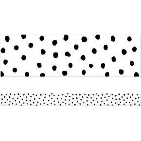 Teacher Created Resources Black Painted Dots on White Straight Border Trim (TCR7083)